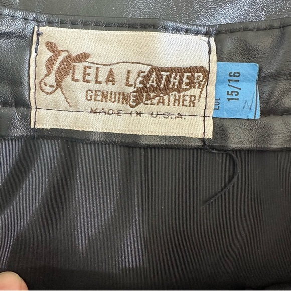 Vintage Lela leather long black midi skirt - Picture 9 of 11